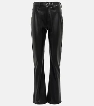 High-rise straight faux leather pants