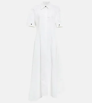 Asymmetric linen shirt dress