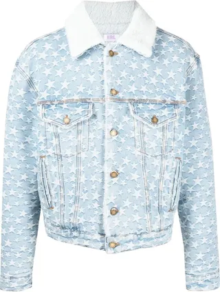 Star-Jacquard Denim Jacket