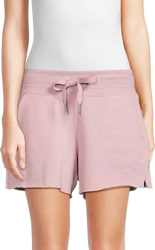 Ribbed Trim Drawstring Shorts