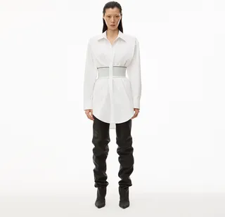 Alexander Wang Women's Logo Elastic Dress In Cotton Poplin White