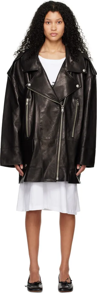 KIMHĒKIM Black Zip Leather Coat