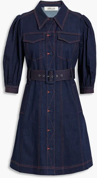 Britney belted denim mini shirt dress