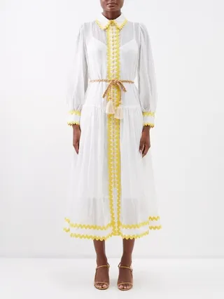 Cira Rickrack-trim Ramie Midi Dress