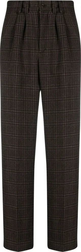 Checked Straight-Leg Trousers