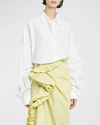 Casia Poplin Oversized Collared Shirt
