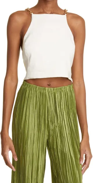 Joey Chain Strap Linen Blend Halter Top