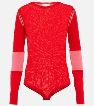Cut-out wool-blend bodysuit