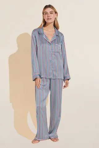 Inez Washable Silk Printed Long PJ Set