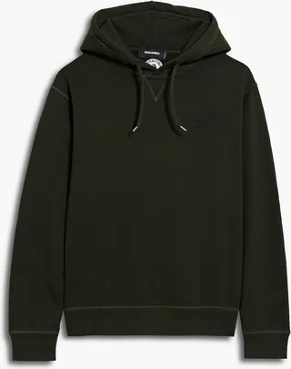 Printed cotton-fleece hoodie