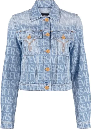 Blue Logo Print Denim Jacket