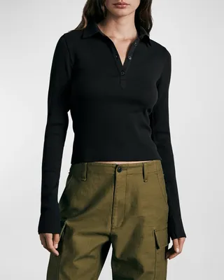 Collared Long Sleeve Polo Top