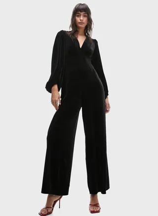 Puff Sleeve Knitted Jumpsuit