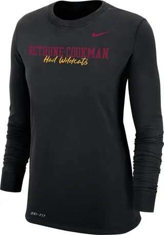 Nike Women's College Dri-FIT 365 Bethune-Cookman Long-Sleeve T-Shirt in Black