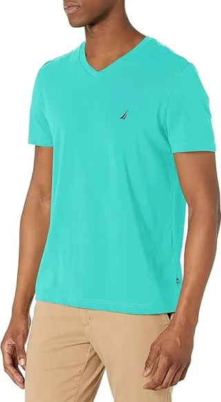 Nautica Men's J-Class Logo V-Neck T-Shirt (Aqua Lagoon) Men's T Shirt