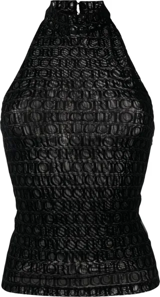 Monogram-Pattern Halterneck Top