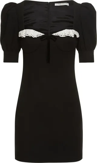 Crepe cady & lace mini dress