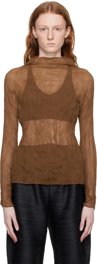 Issey Miyake Brown Twist 3 Turtleneck