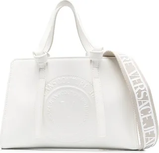Debossed-Logo Faux-Leather Tote Bag