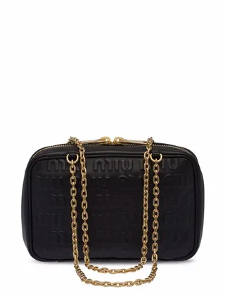 Logo-Embossed Leather Shoulder Bag
