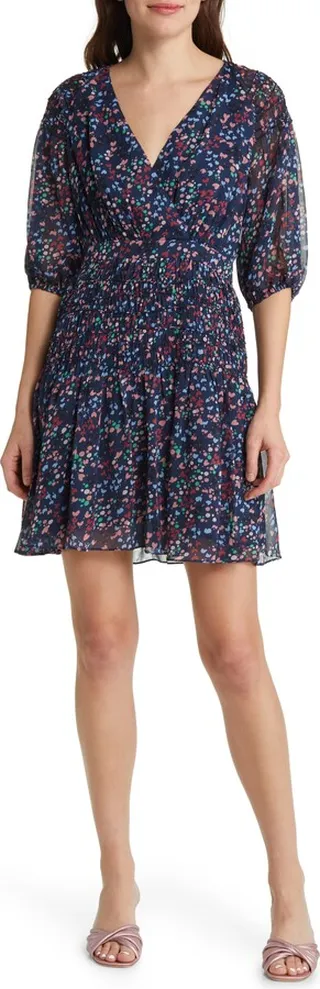 Casadee Puff Sleeve Chiffon Minidress