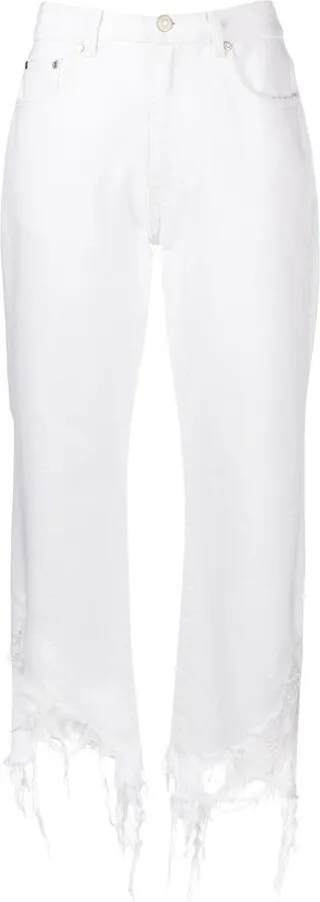 Distressed Straight-Leg Jeans