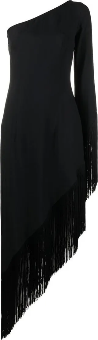 Aventador one-shoulder fringed dress