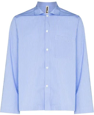 Pinstriped Poplin Pajama Shirt