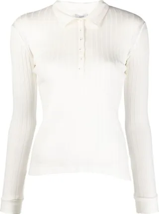 Rib-Knit Polo Top