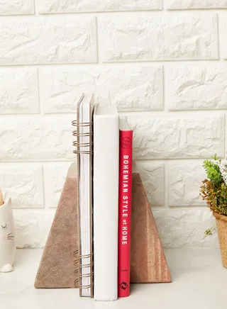 Set Of 2 Pink Marble Book Ends