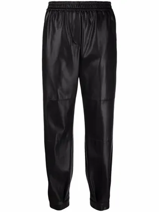 Faux-Leather Tapered Trousers