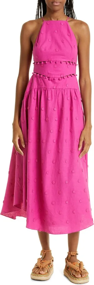 Linen Blend Midi Dress