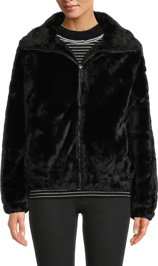 Zip Up Faux Fur Jacket