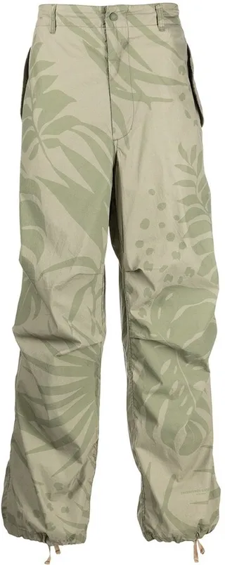 Straight-Leg Leaf-Print Trousers