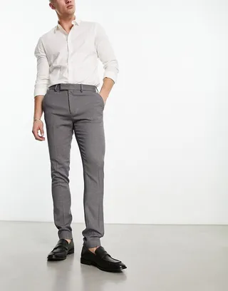 ASOS DESIGN skinny smart pants in navy texture