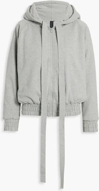 Padded cotton-blend jersey hooded bomber jacket