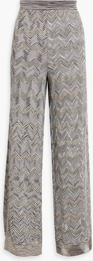 Crochet-knit wide-leg pants