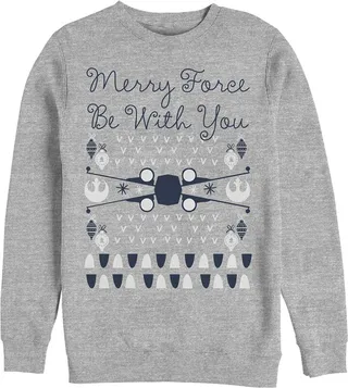 Men's Star Wars Christmas Force Be With You Sweatshirt - Athletic Heather - Large