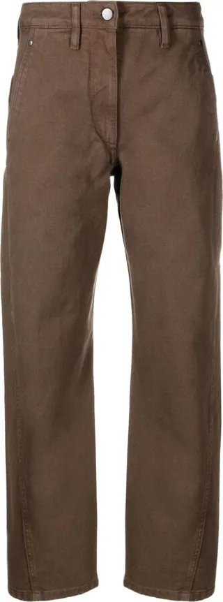 Brown Cropped Straight Leg Trousers