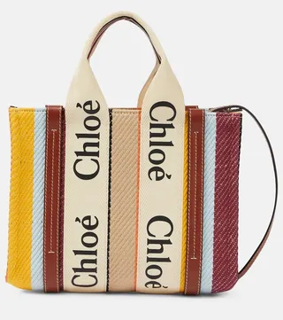 Woody Small striped canvas tote