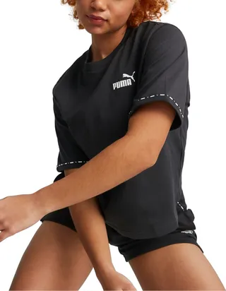 Puma Women's Cotton Power-Tape-Logo Short-Sleeve T-Shirt