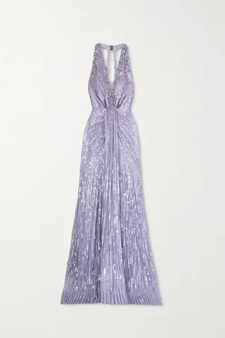 Jenny Packham - Embellished Gathered Tulle Gown - Purple