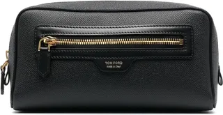 Debossed-Logo Leather Wash Bag