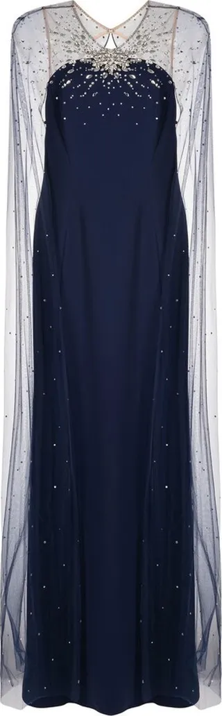 Wren crystal-embellished cape gown