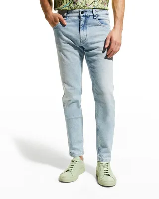 Men's Slim-Straight Jeans with Logo Patch