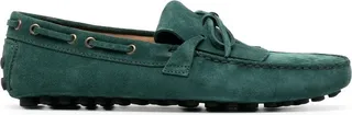 Lace-Up Fringed Suede Loafers