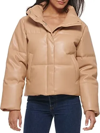 Levi's Women's Vegan Leather Quilted Shorty Puffer