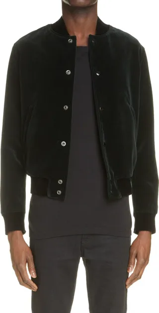 Teddy Monogram Cotton Velveteen Bomber Jacket
