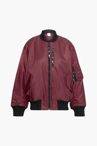 Grosgrain-appliquéd shell padded bomber jacket