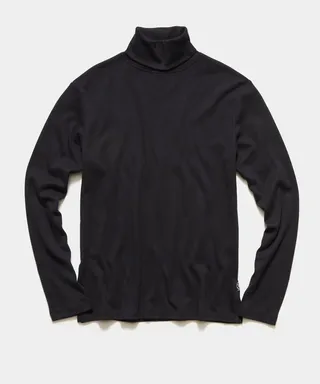 Solid Interlock Jersey Turtleneck in Blacktop